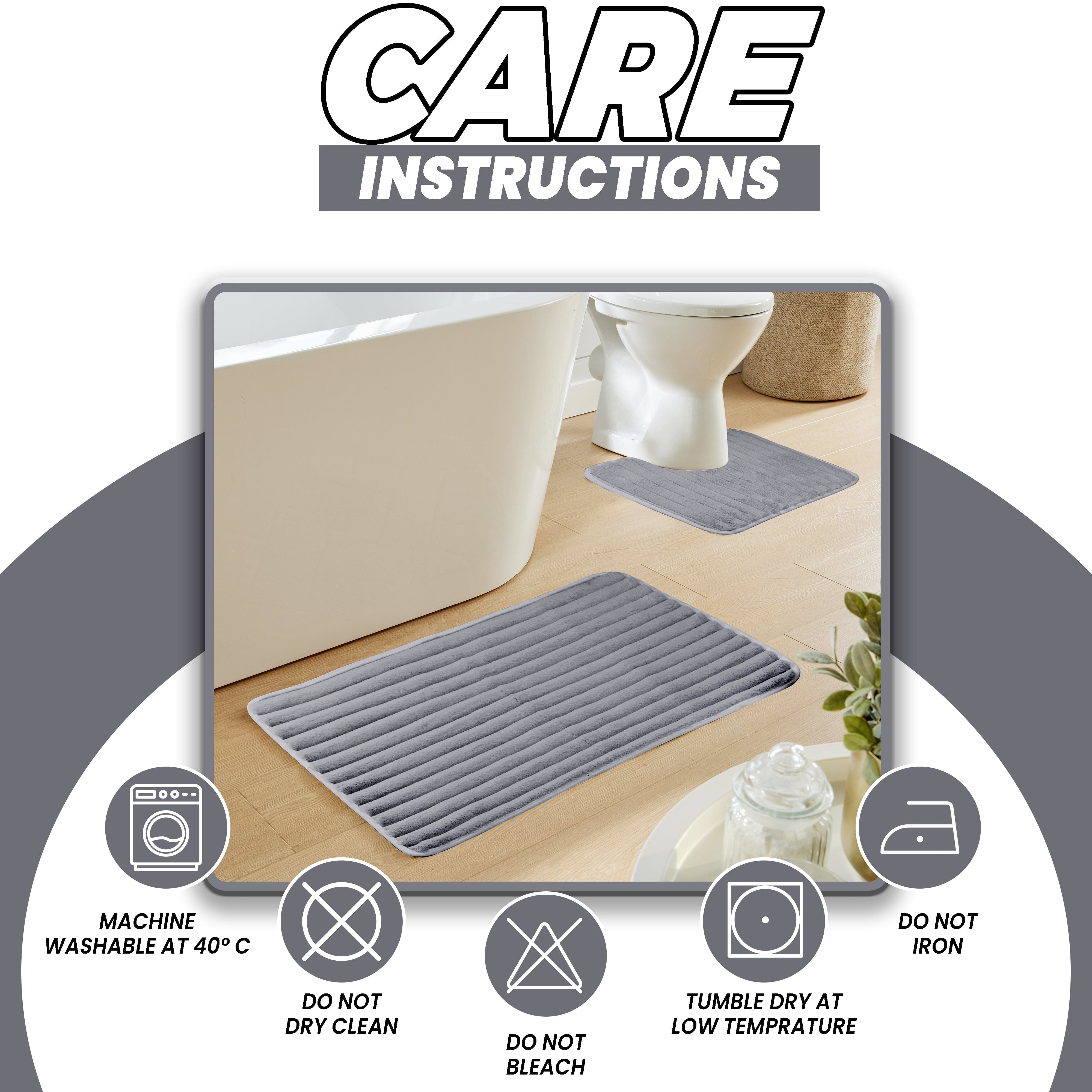 Olivia Rocco Ribbed Bath Mat Set, 2 Piece, Charcoal, Polyester