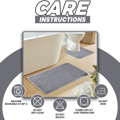 Olivia Rocco Ribbed Bath Mat Set, 2 Piece, Charcoal, Polyester