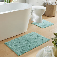 Olivia Rocco Bali Cotton Bath Mat and Pedestal Mat Set, 2 Piece