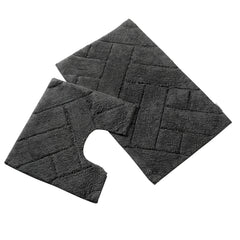 Olivia Rocco Bali Cotton Bath Mat and Pedestal Mat Set, 2 Piece