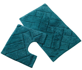 Olivia Rocco Bali Cotton Bath Mat and Pedestal Mat Set, 2 Piece