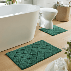 Olivia Rocco Bali Cotton Bath Mat and Pedestal Mat Set, 2 Piece