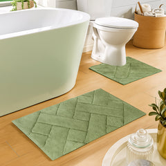 Olivia Rocco Bali Cotton Bath Mat and Pedestal Mat Set, 2 Piece
