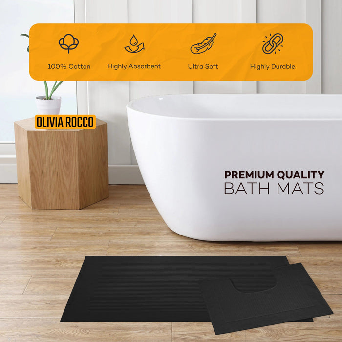 Olivia Rocco Monaco Cotton Bath Mat and Pedestal Mat Set, 2 Piece, image 2