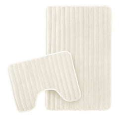 Olivia Rocco Ribbed Bath Mat Set, 2 Piece, Cream, Polyester