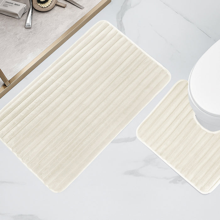 Olivia Rocco Ribbed Bath Mat Set, 2 Piece, Cream, Polyester, image 2
