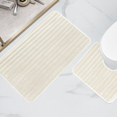 Olivia Rocco Ribbed Bath Mat Set, 2 Piece, Cream, Polyester