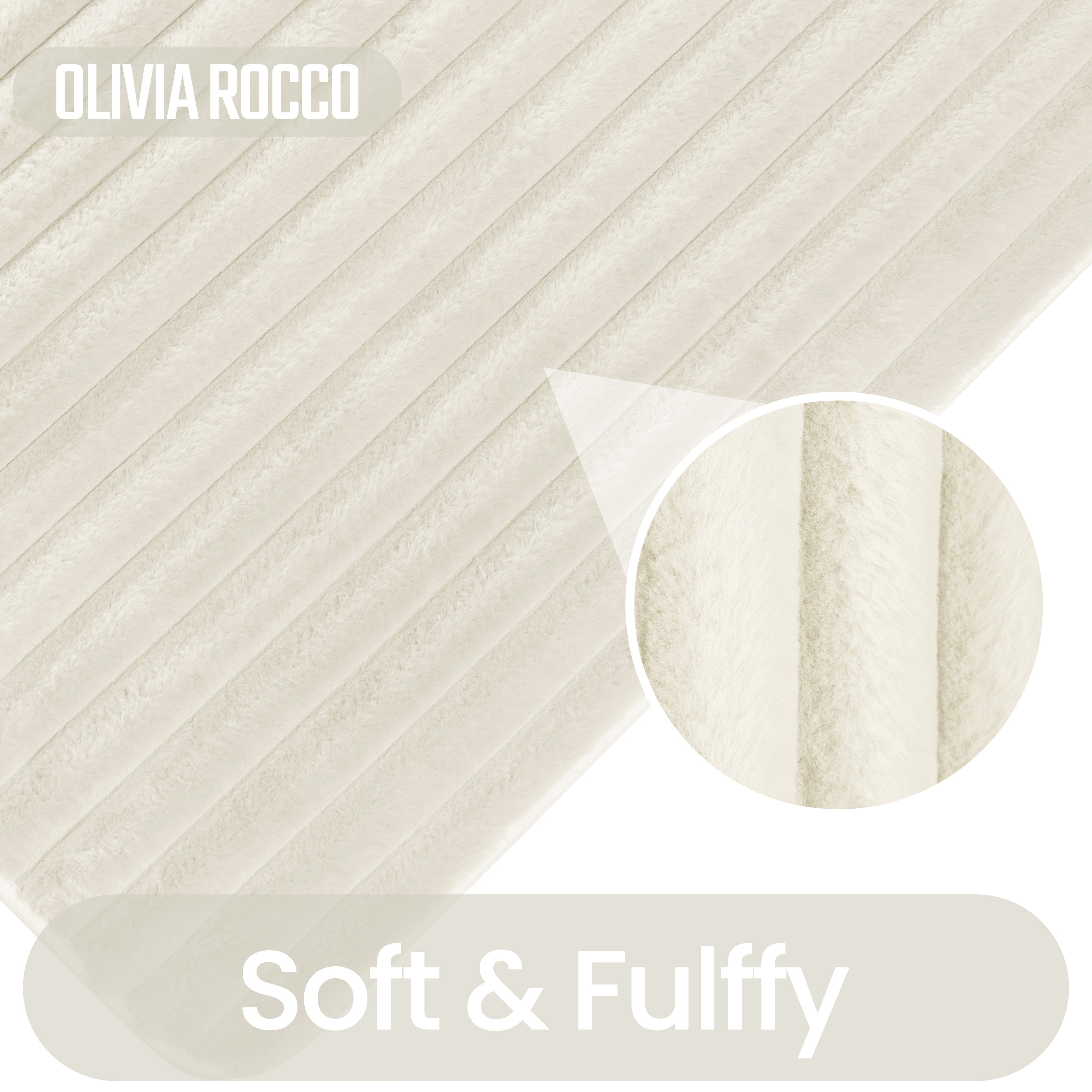 Olivia Rocco Ribbed Bath Mat Set, 2 Piece, Cream, Polyester