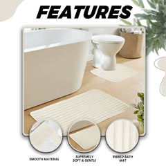 Olivia Rocco Ribbed Bath Mat Set, 2 Piece, Cream, Polyester