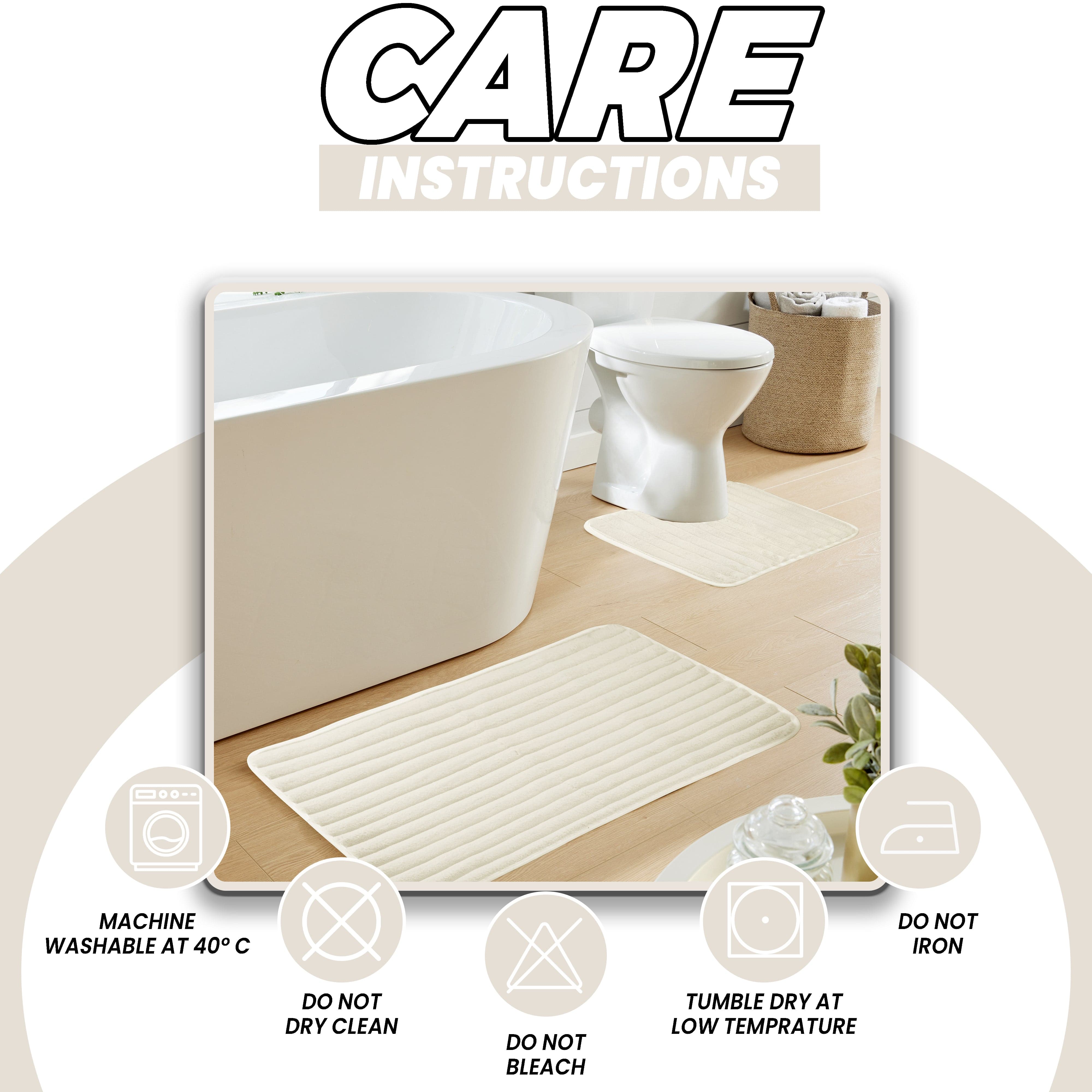 Olivia Rocco Ribbed Bath Mat Set, 2 Piece, Cream, Polyester