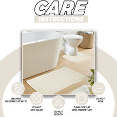 Olivia Rocco Ribbed Bath Mat Set, 2 Piece, Cream, Polyester