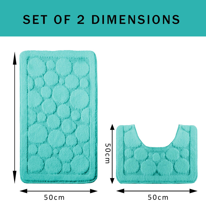 Olivia Rocco Cali Bubbles Bath Mat and Pedestal Mat Set, Duck Egg, image 2