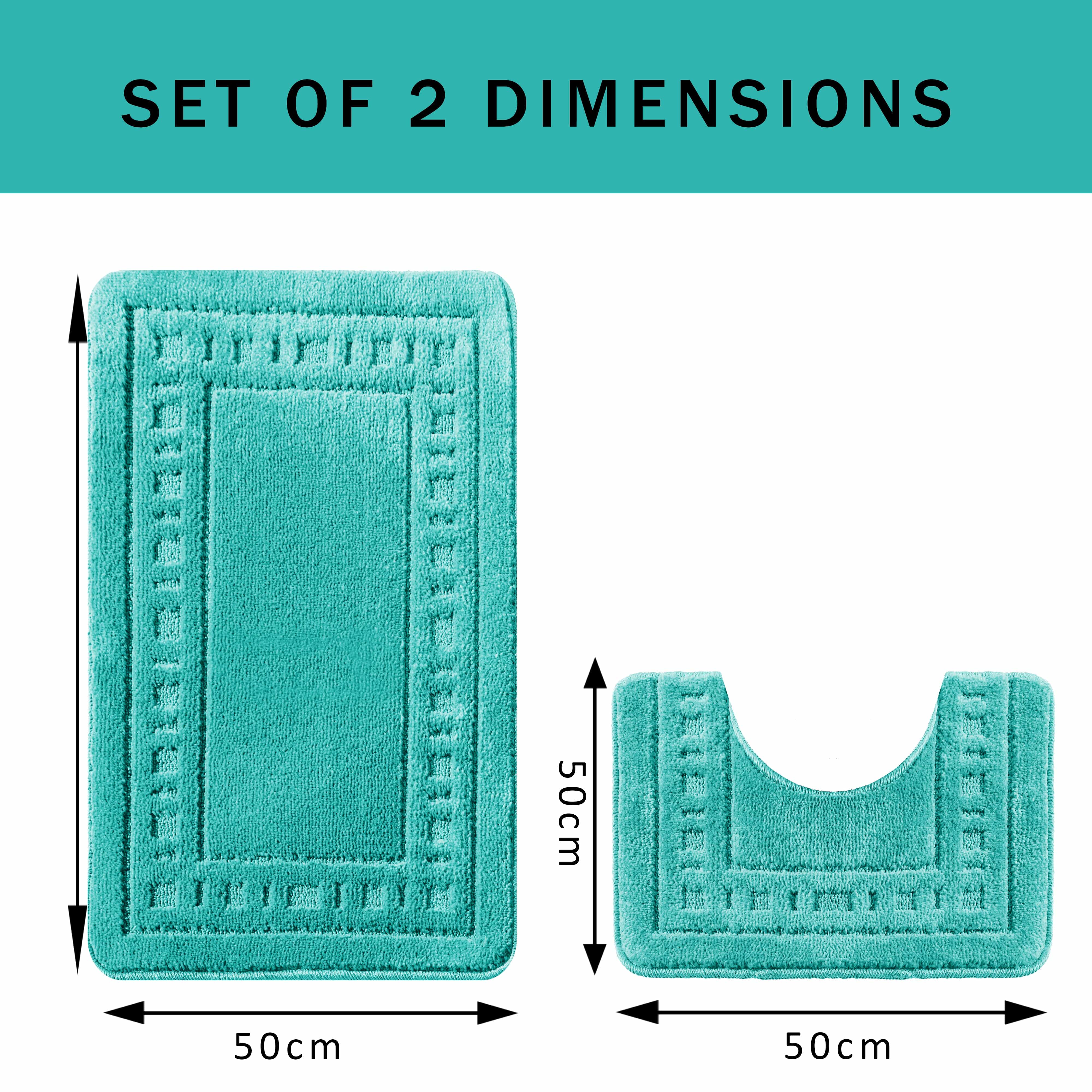 Olivia Rocco Miami Bath Mat and Pedestal Mat Set, 2 Piece, Duck Egg