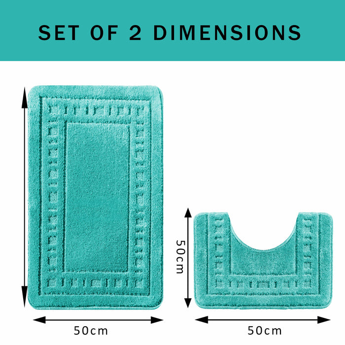 Olivia Rocco Miami Bath Mat and Pedestal Mat Set, 2 Piece, Duck Egg, image 2