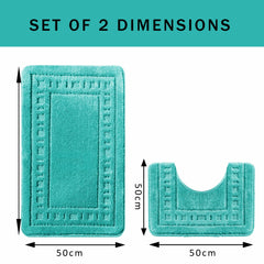 Olivia Rocco Miami Bath Mat and Pedestal Mat Set, 2 Piece, Duck Egg