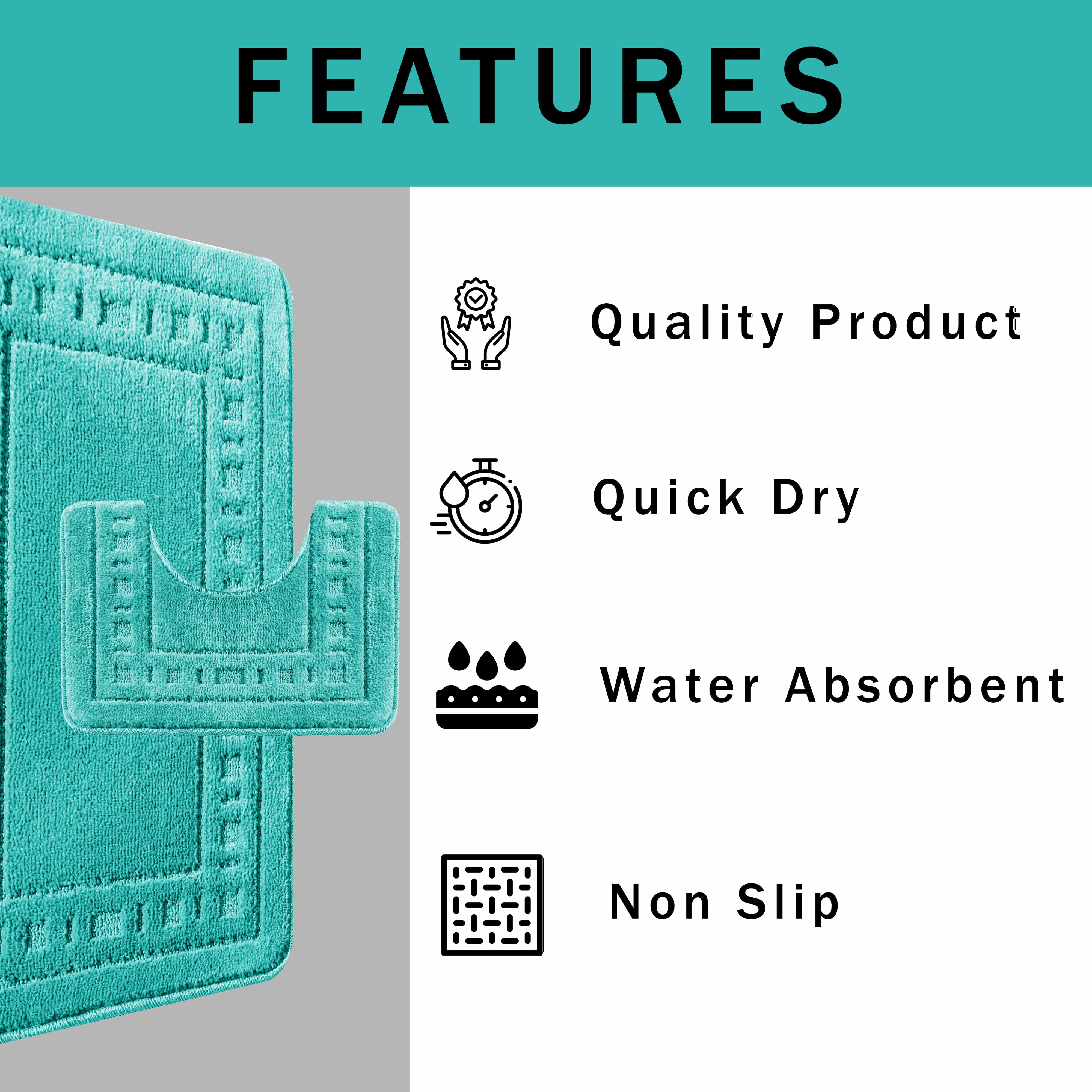 Olivia Rocco Miami Bath Mat and Pedestal Mat Set, 2 Piece, Duck Egg