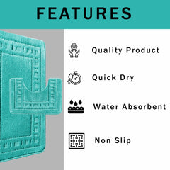 Olivia Rocco Miami Bath Mat and Pedestal Mat Set, 2 Piece, Duck Egg