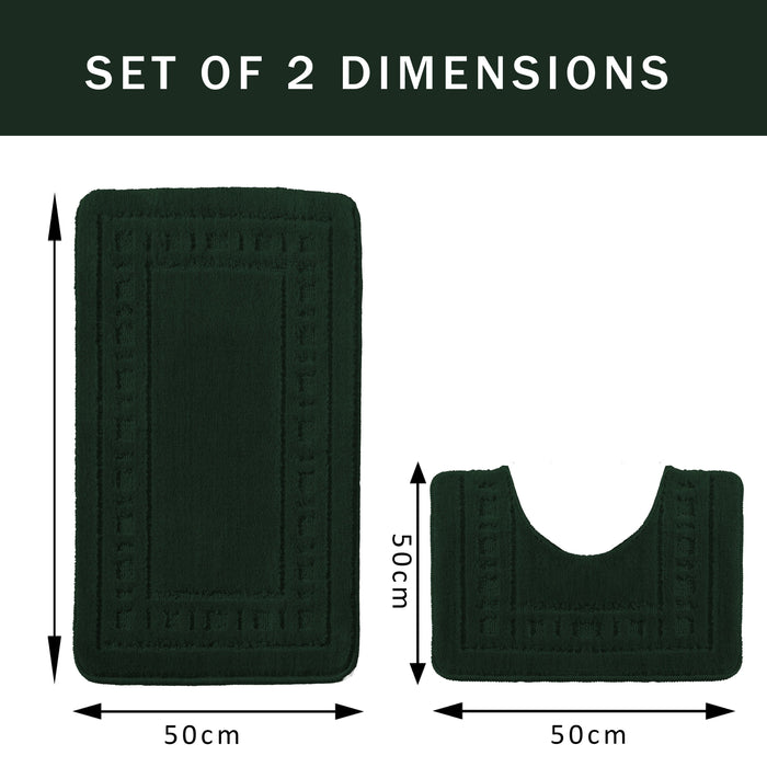 Olivia Rocco Miami Bath Mat and Pedestal Mat Set, Emerald Green, image 2