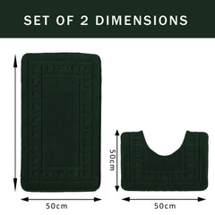 Olivia Rocco Miami Bath Mat and Pedestal Mat Set, Emerald Green