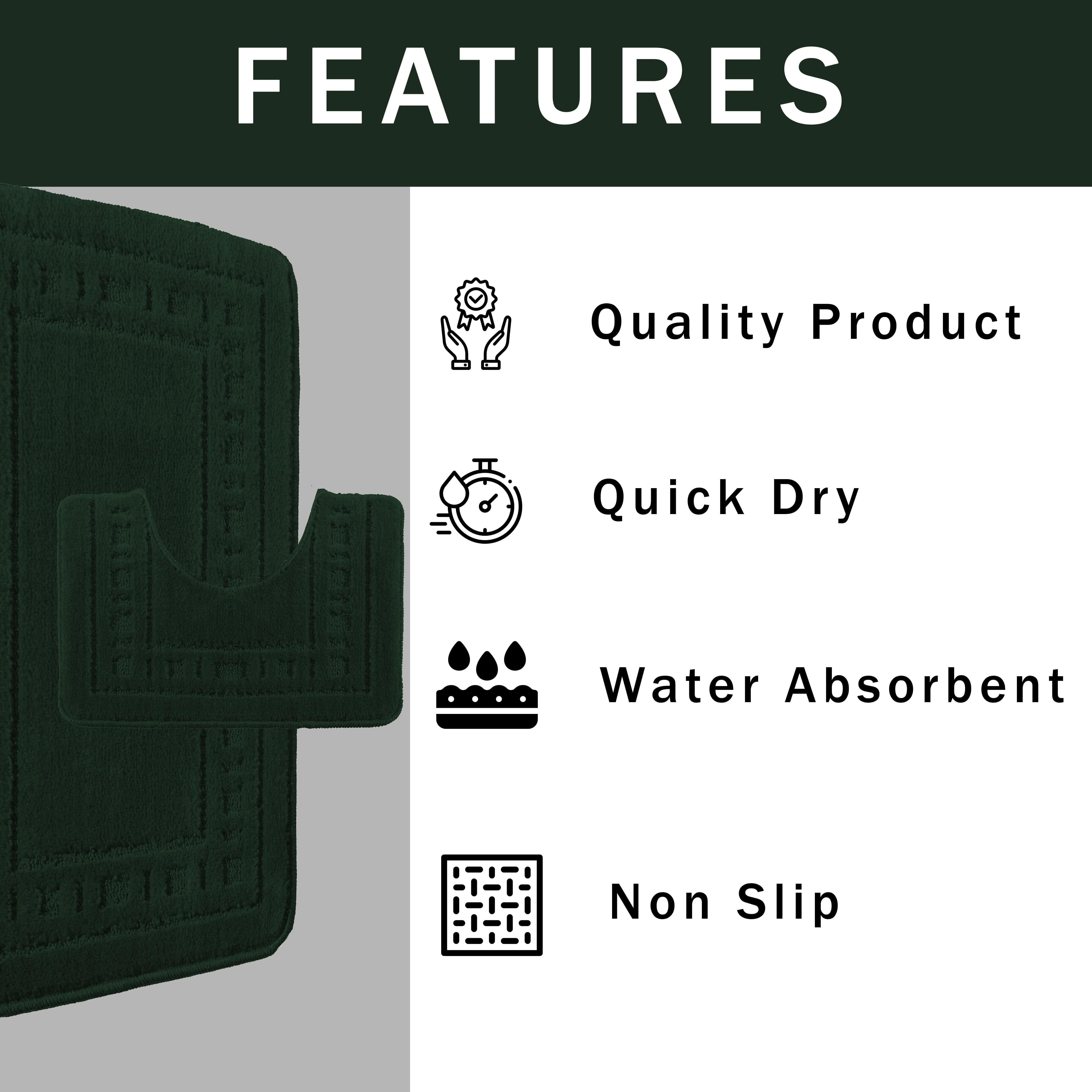 Olivia Rocco Miami Bath Mat and Pedestal Mat Set, Emerald Green