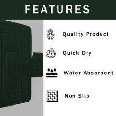 Olivia Rocco Miami Bath Mat and Pedestal Mat Set, Emerald Green