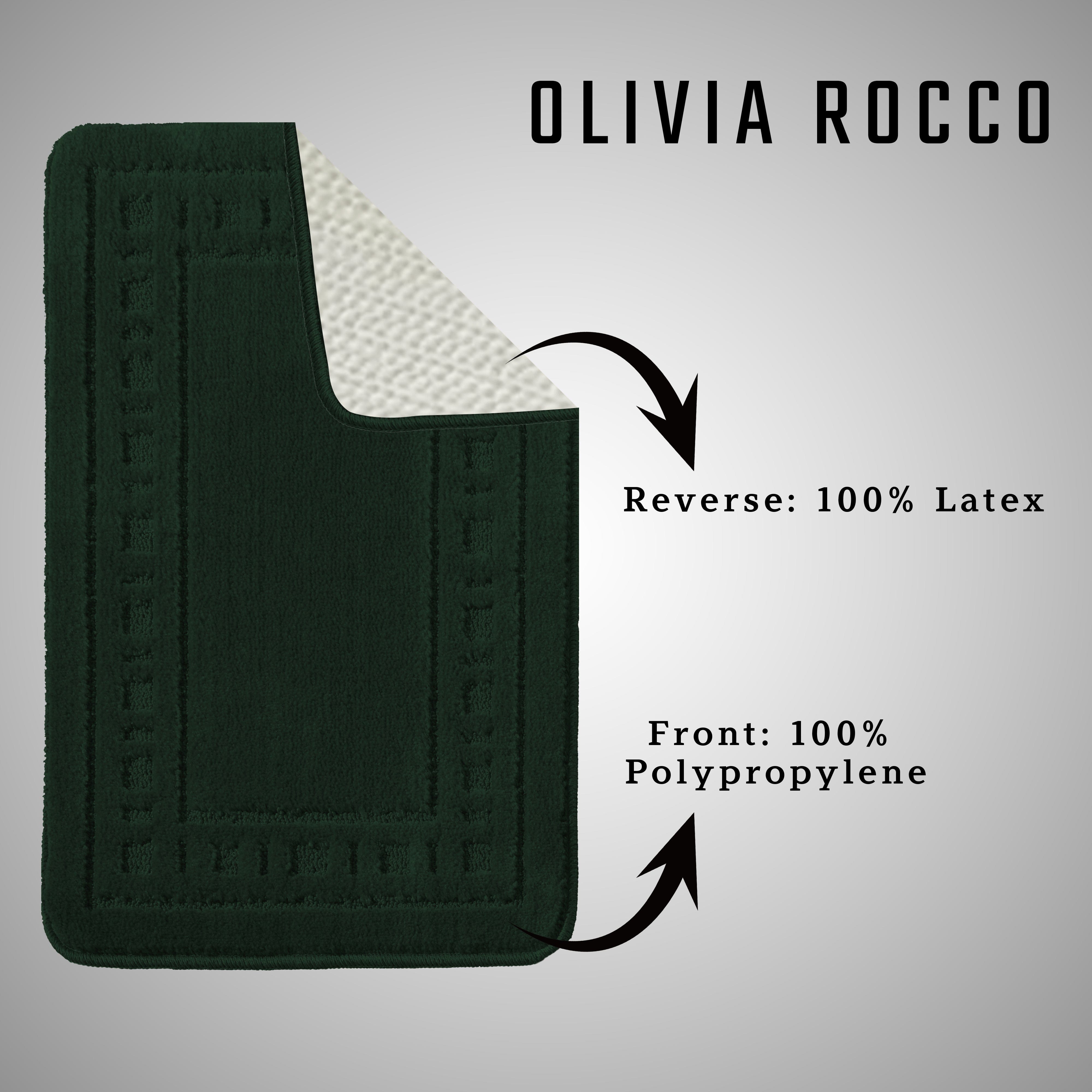 Olivia Rocco Miami Bath Mat and Pedestal Mat Set, Emerald Green
