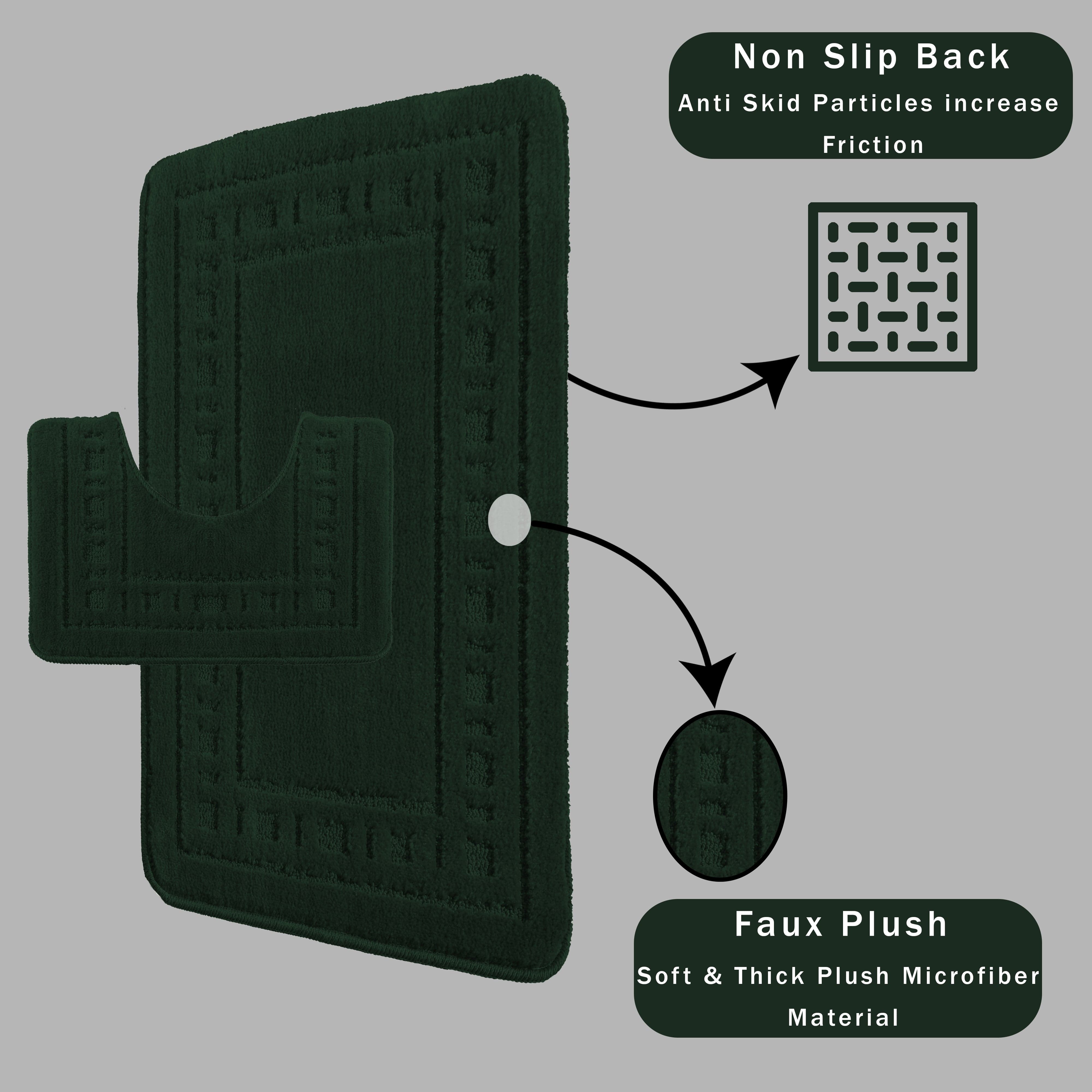 Olivia Rocco Miami Bath Mat and Pedestal Mat Set, Emerald Green