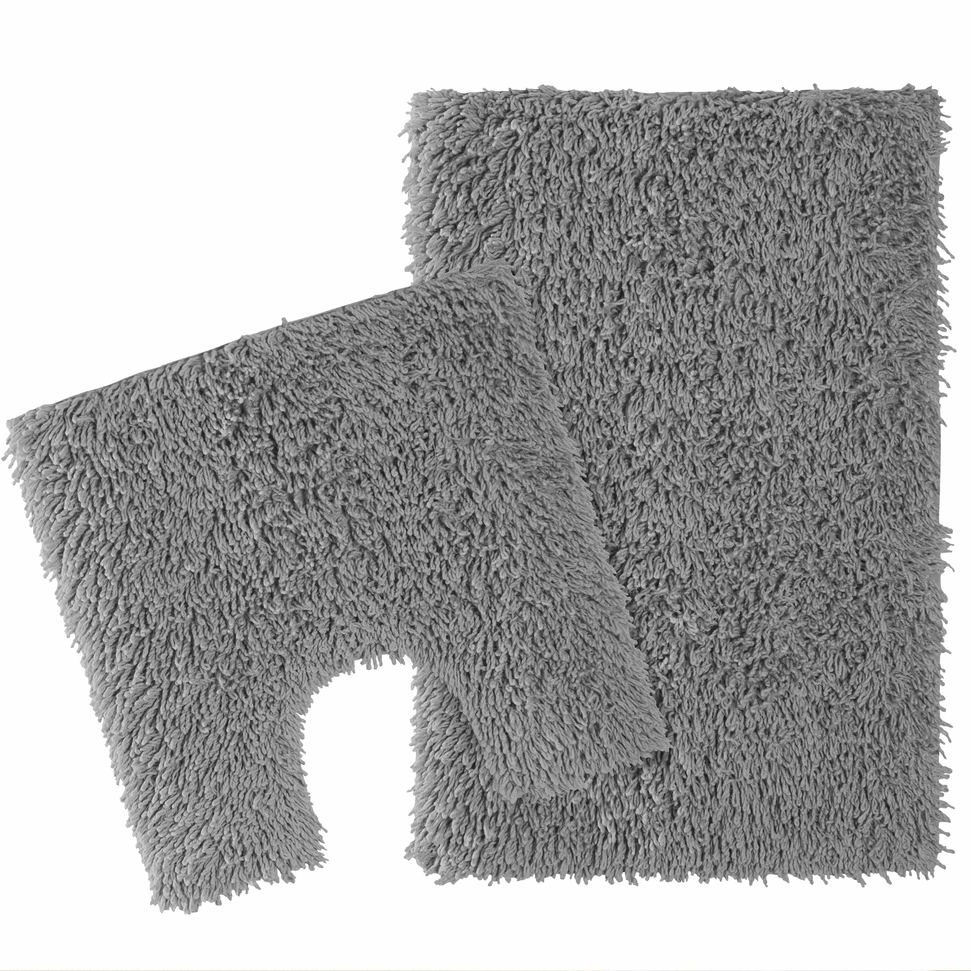 Olivia Rocco Como Cotton Bath Mat and Pedestal Mat Set, Grey