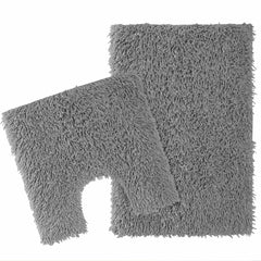 Olivia Rocco Como Cotton Bath Mat and Pedestal Mat Set, Grey