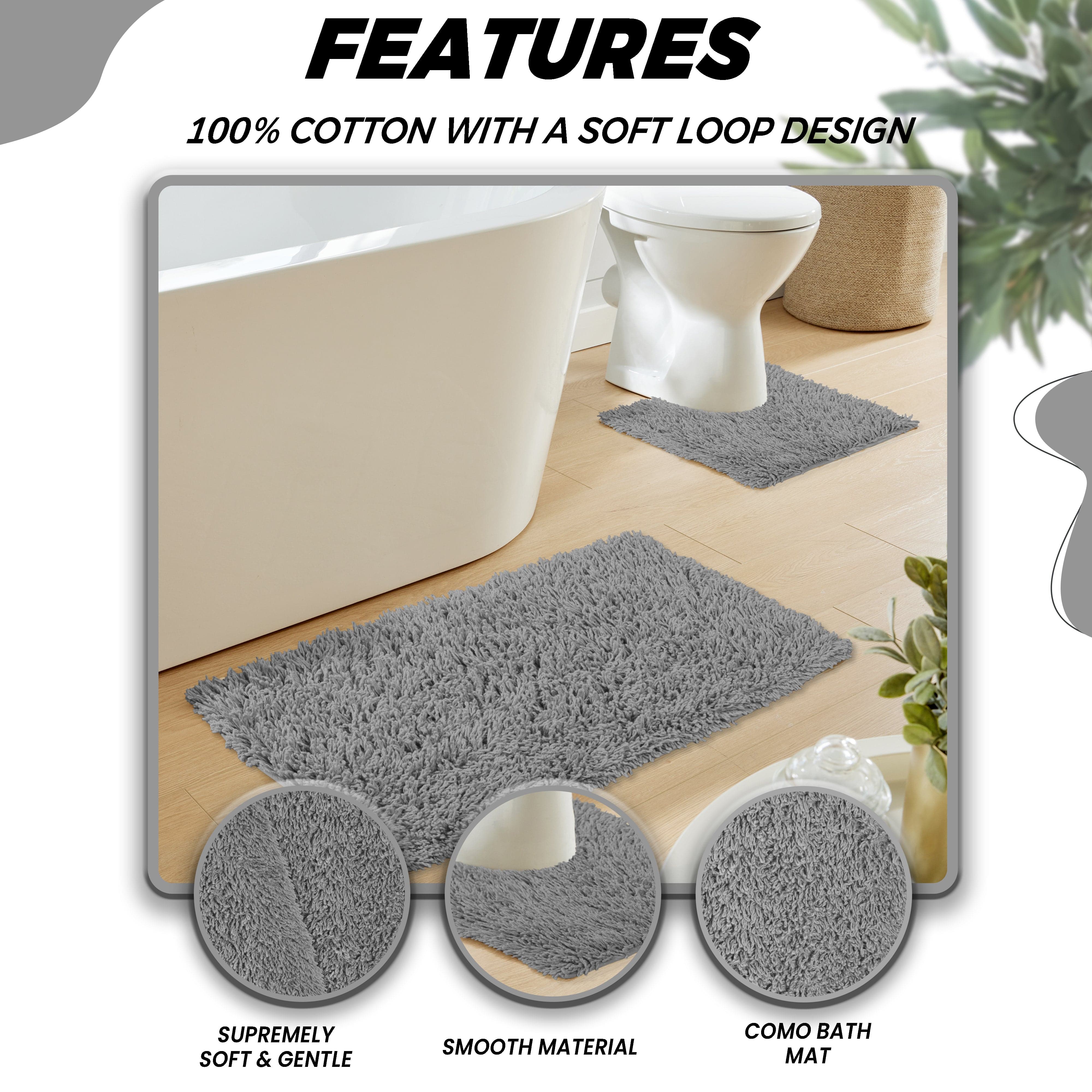Olivia Rocco Como Cotton Bath Mat and Pedestal Mat Set, Grey