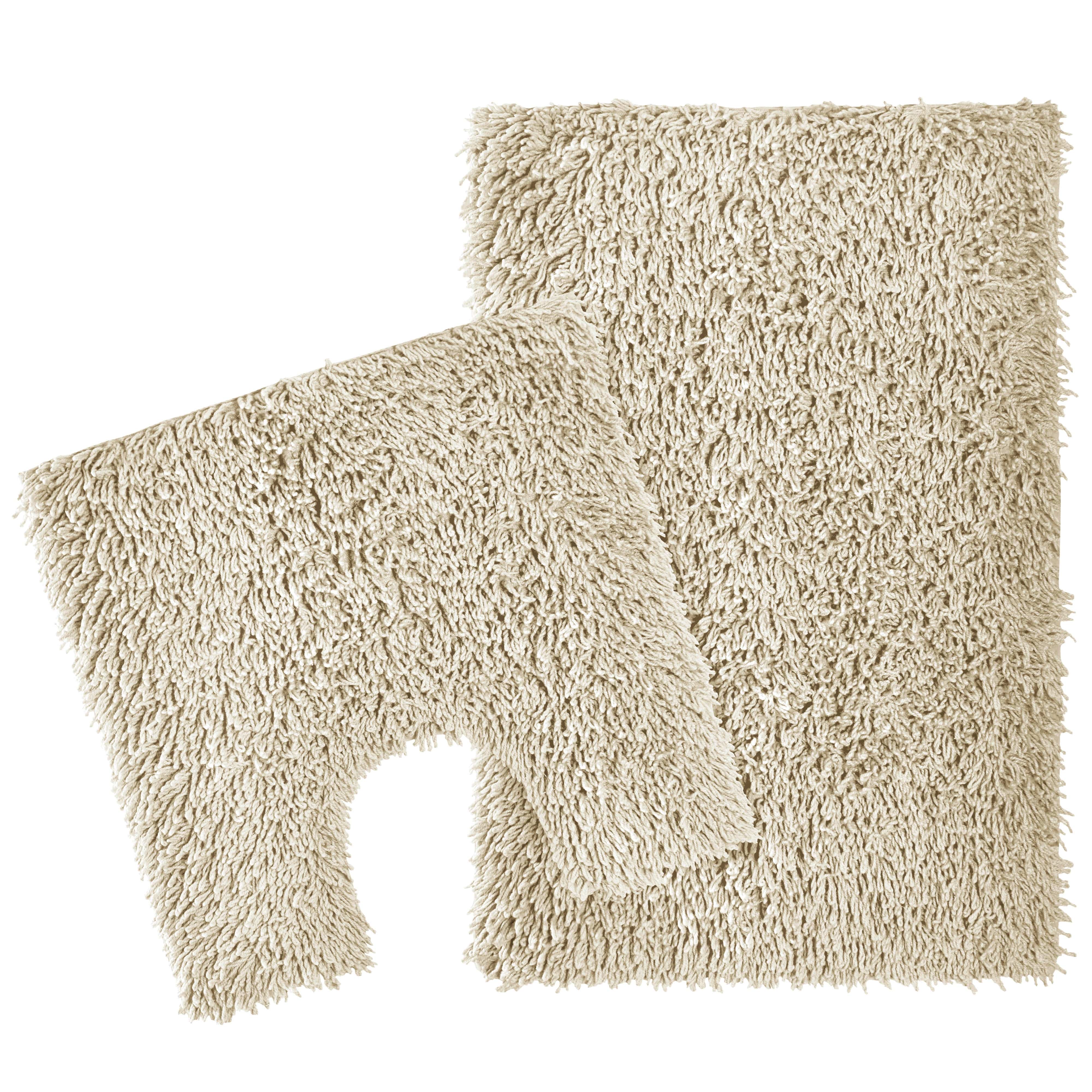 Olivia Rocco Como Cotton Bath Mat and Pedestal Mat Set, Natural