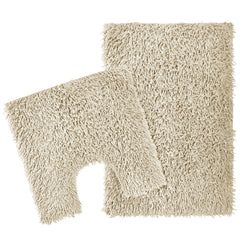 Olivia Rocco Como Cotton Bath Mat and Pedestal Mat Set, Natural