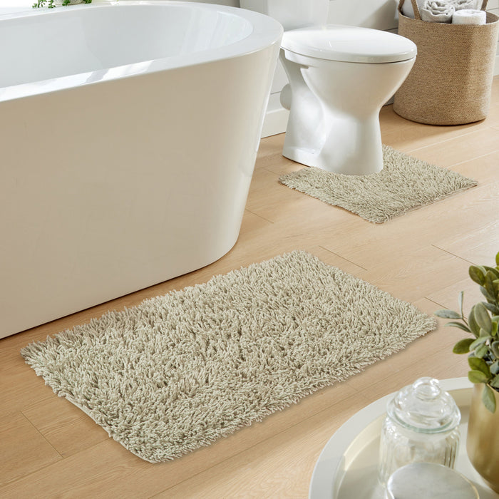 Olivia Rocco Como Cotton Bath Mat and Pedestal Mat Set, Natural, image 2