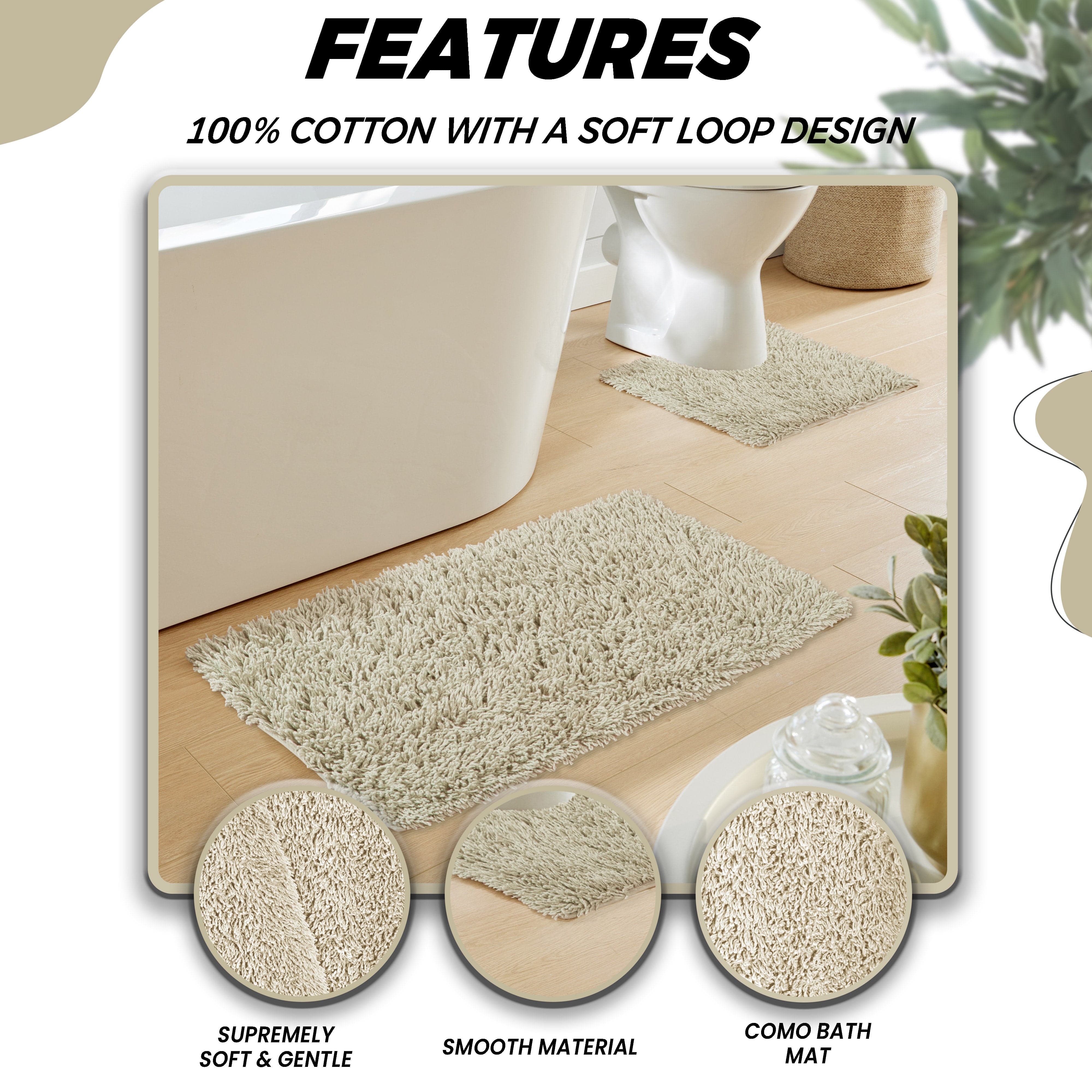 Olivia Rocco Como Cotton Bath Mat and Pedestal Mat Set, Natural