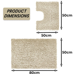 Olivia Rocco Como Cotton Bath Mat and Pedestal Mat Set, Natural