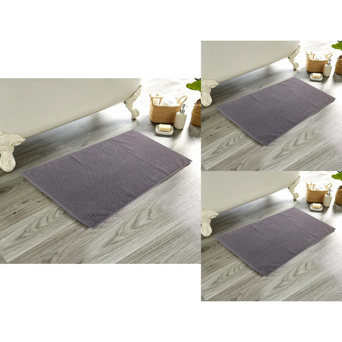 Olivia Rocco Luxe Deep Pile Cotton Bath Mats, Pack of 3, 50 x 80 cm, Charcoal