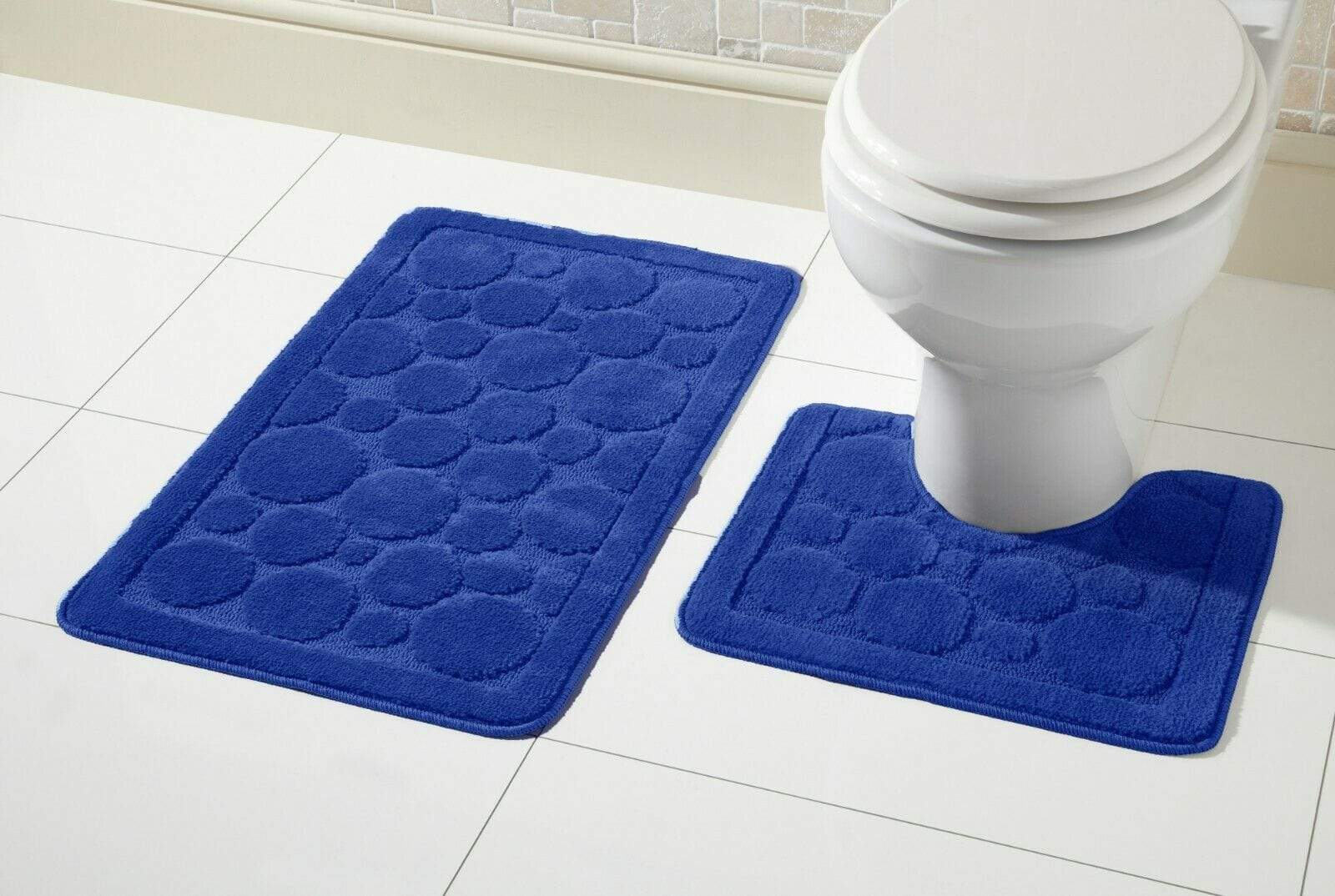 Olivia Rocco Cali Bath Mat and Pedestal Mat Set, Anti-Slip Backing