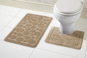 Olivia Rocco Cali Bath Mat and Pedestal Mat Set, Anti-Slip Backing