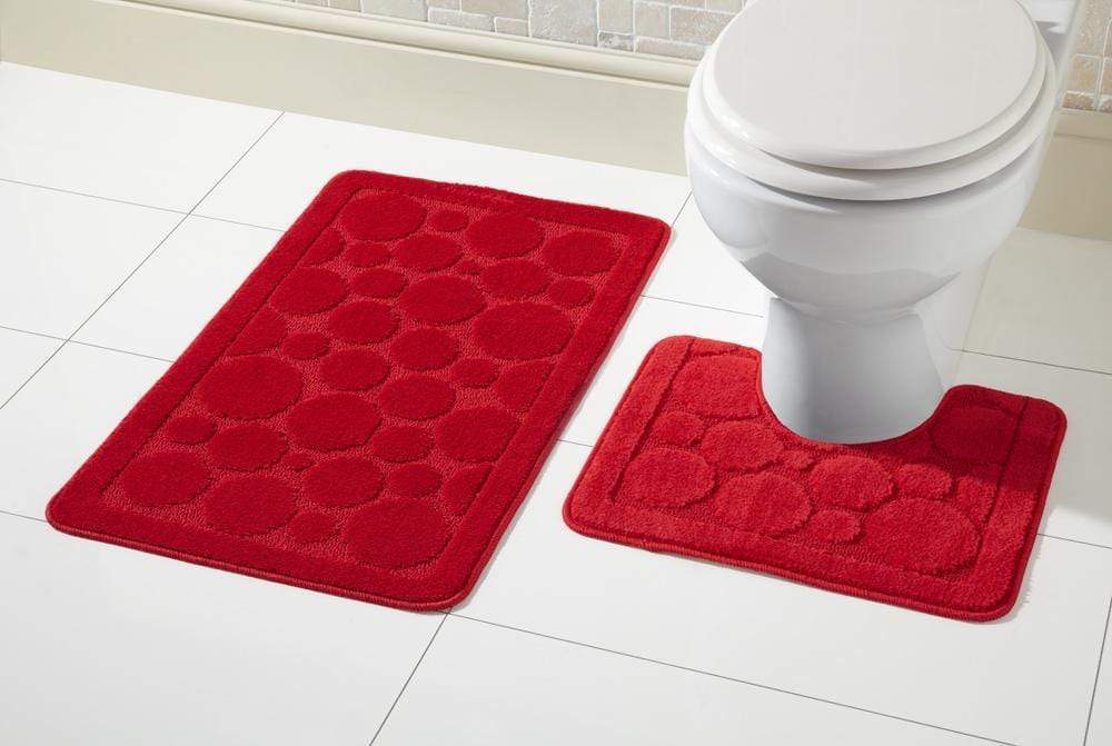 Olivia Rocco Cali Bath Mat and Pedestal Mat Set, Anti-Slip Backing