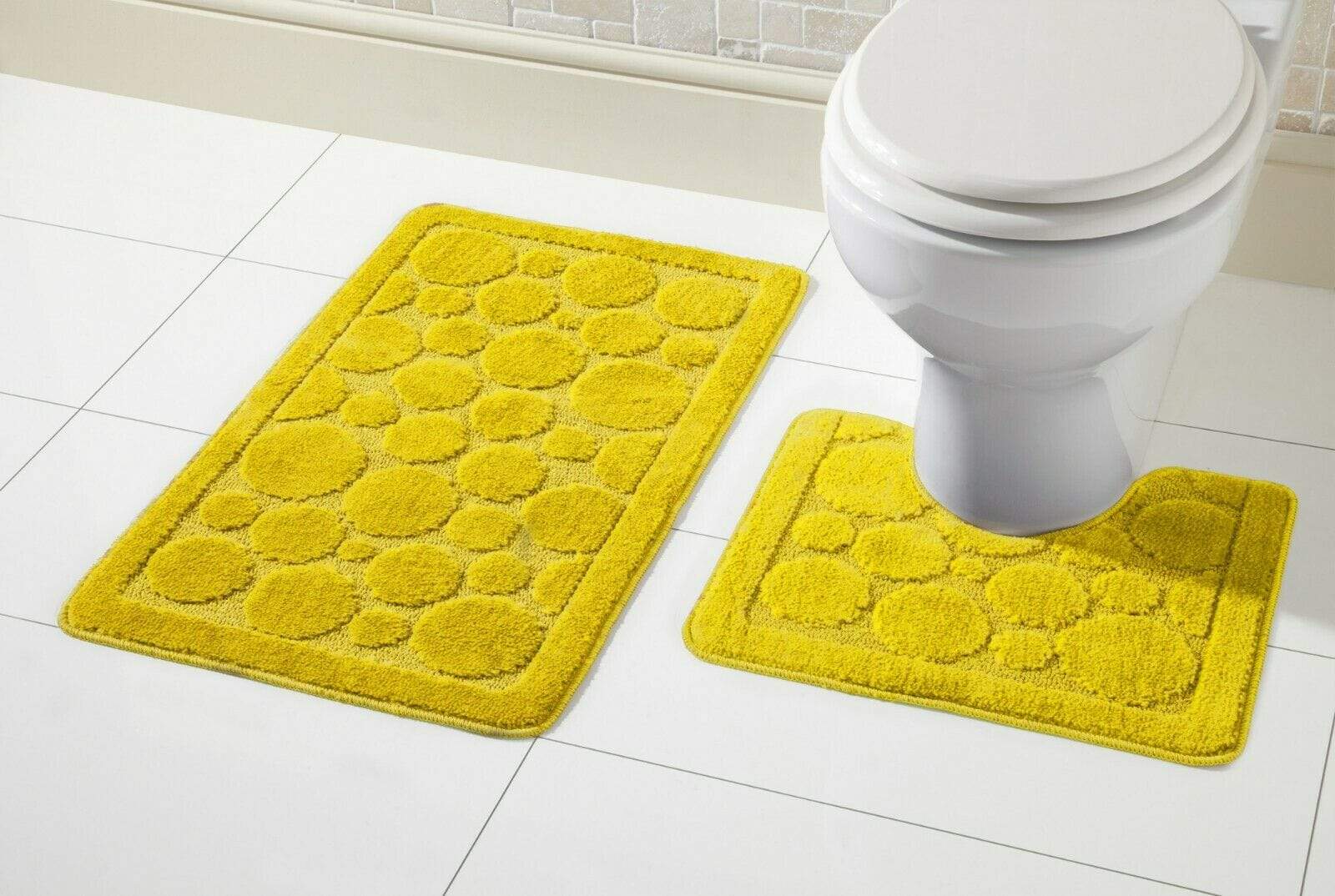 Olivia Rocco Cali Bath Mat and Pedestal Mat Set, Anti-Slip Backing