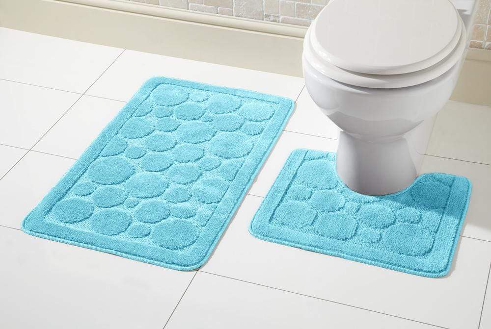 Olivia Rocco Cali Bath Mat and Pedestal Mat Set, Anti-Slip Backing