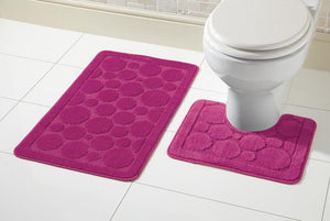 Olivia Rocco Cali Bath Mat and Pedestal Mat Set, Anti-Slip Backing