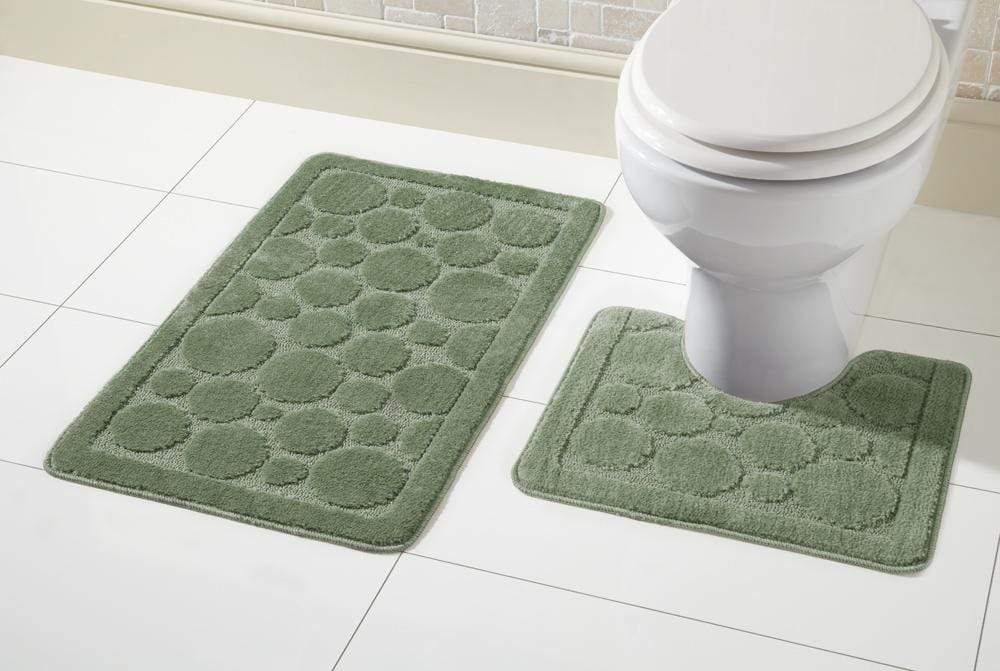 Olivia Rocco Cali Bath Mat and Pedestal Mat Set, Anti-Slip Backing
