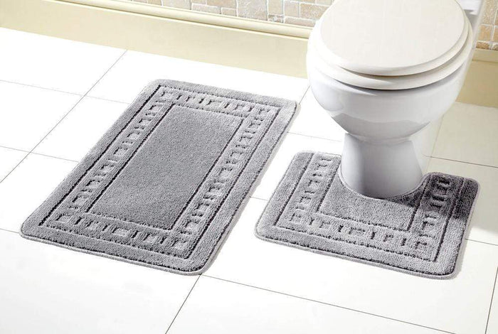 Olivia Rocco Miami Bath Mat and Pedestal Mat Set, 18 Colours, Silver