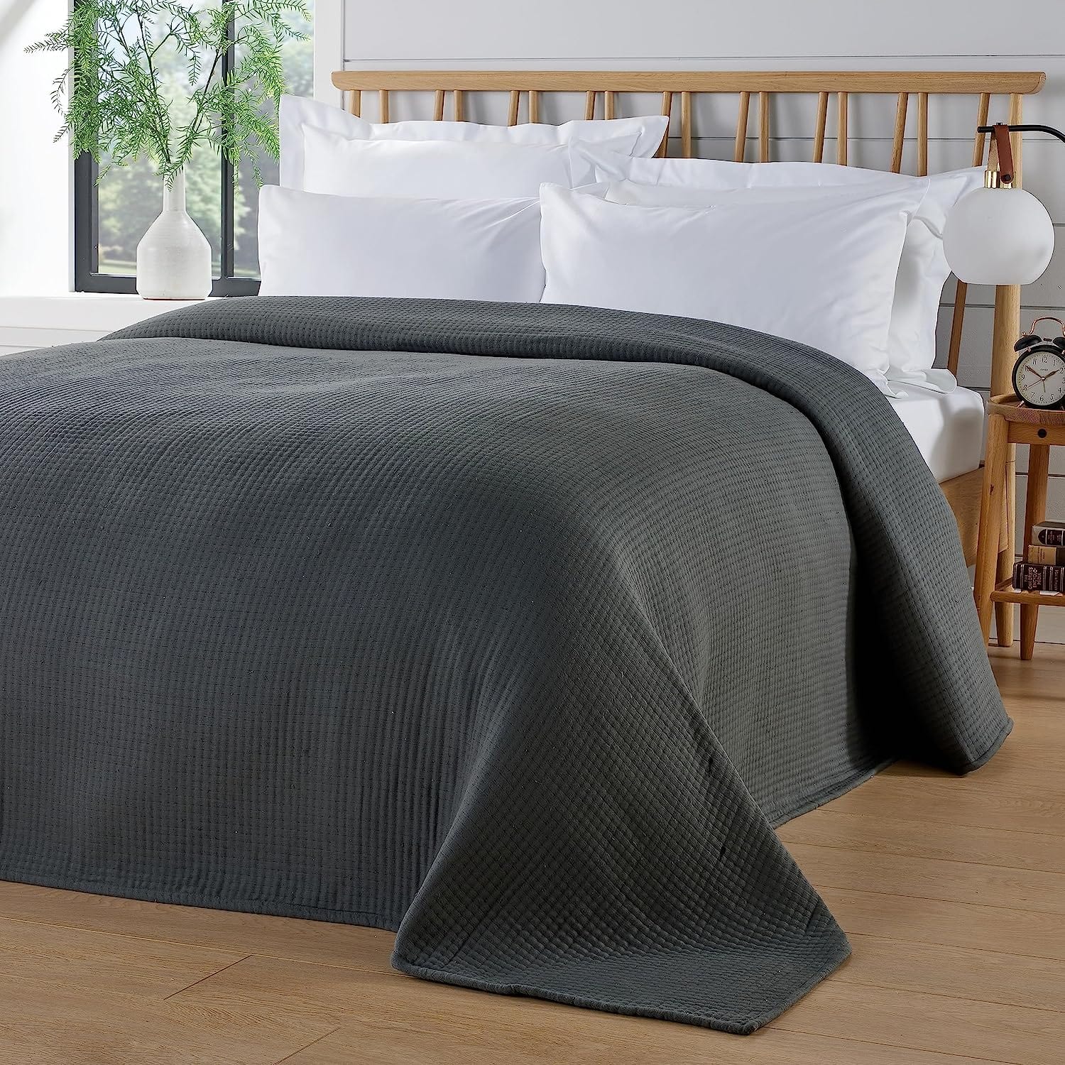 Olivia Rocco Quilted Cotton Bedspread, 240 x 260 cm, White or Grey