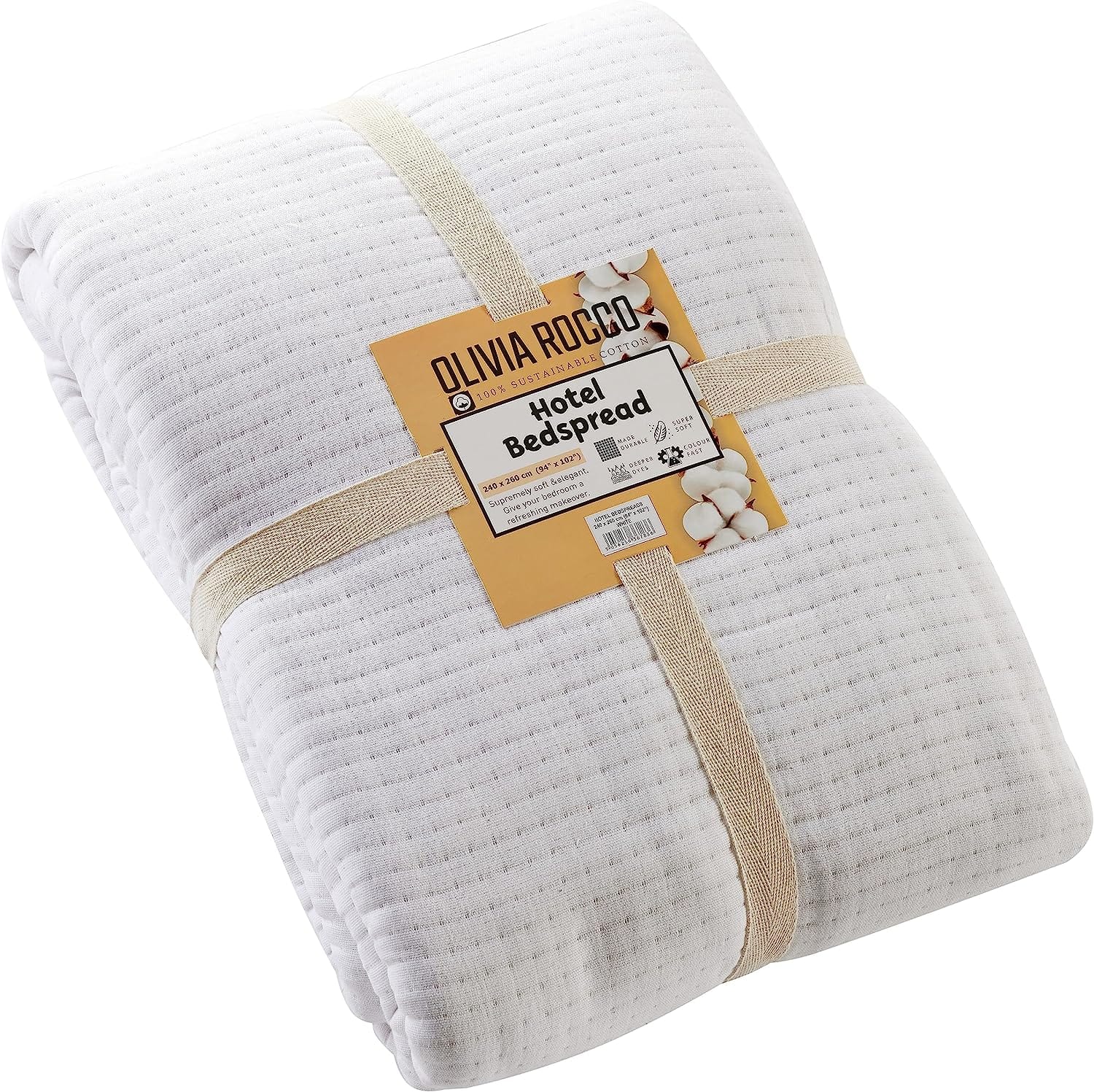 Olivia Rocco Quilted Cotton Bedspread, 240 x 260 cm, White or Grey