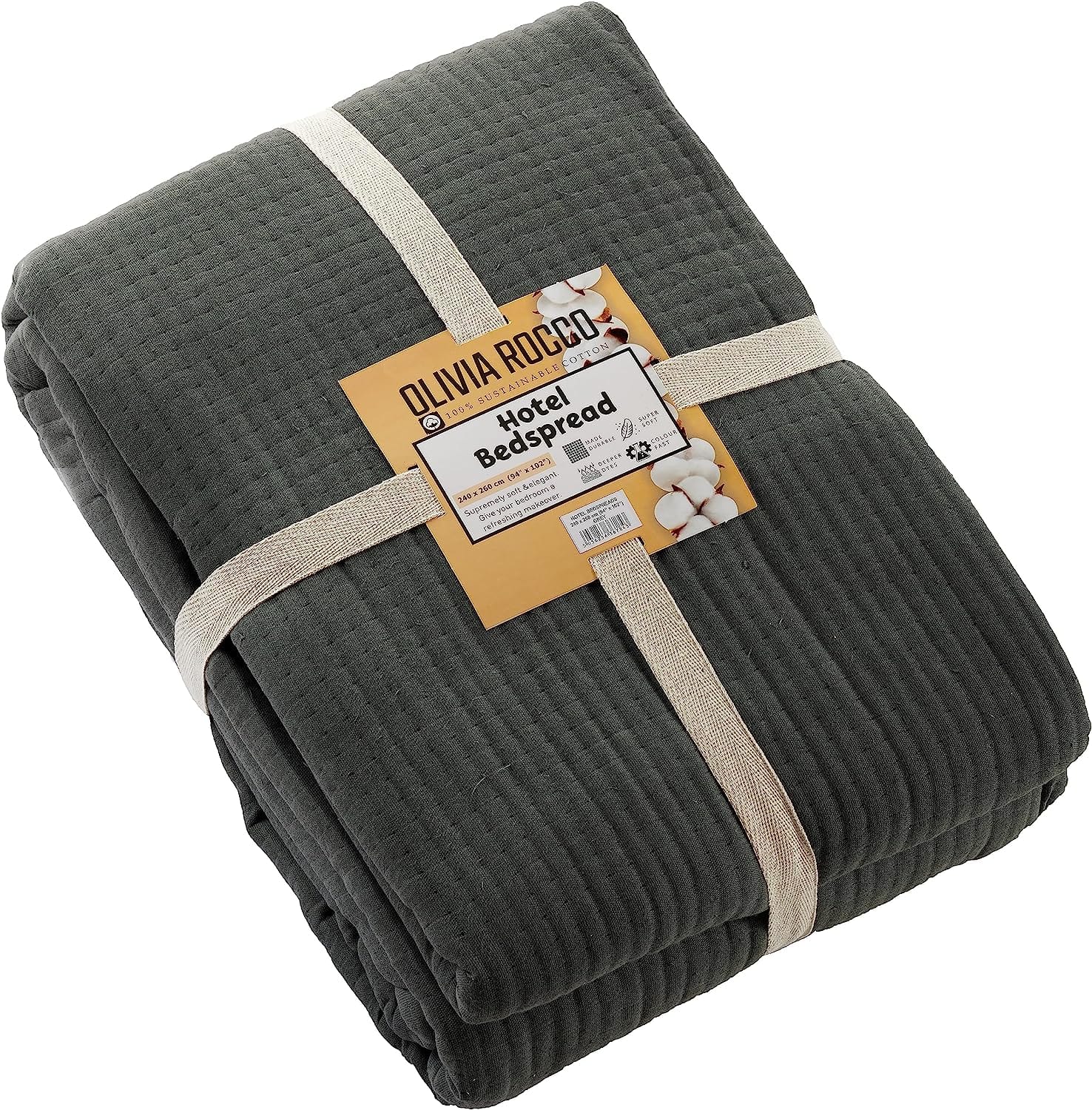 Olivia Rocco Quilted Cotton Bedspread, 240 x 260 cm, White or Grey