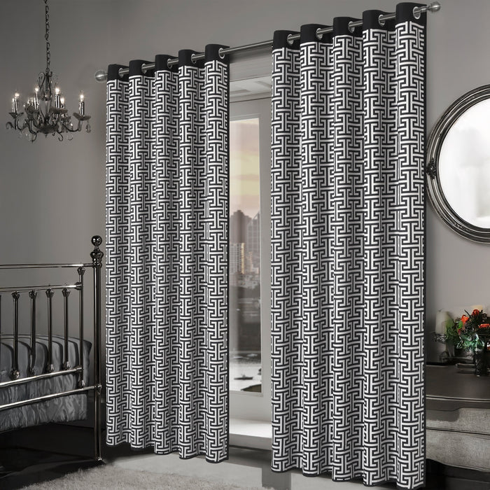 Olivia Rocco Milano Geometric Blackout Eyelet Curtains, Pair, image 2