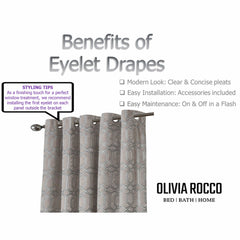 Olivia Rocco Luxe Geo Velvet Eyelet Curtains, Champagne, Thermal Lined