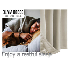 Olivia Rocco Diamante Blackout Eyelet Curtains with Tie Backs, Natural